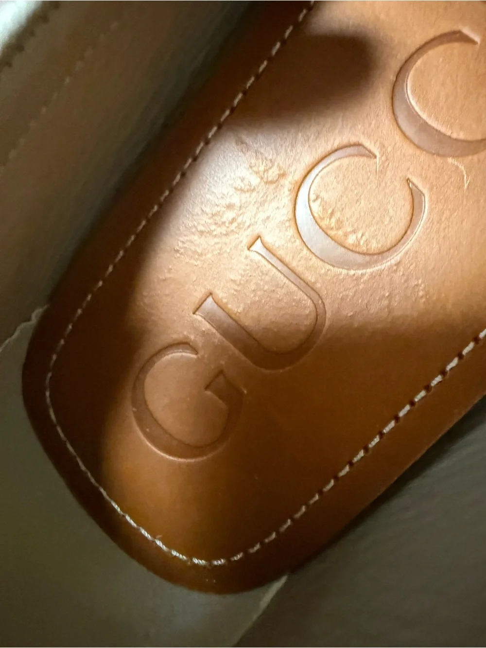 Gucci Interlocking G Leather Driver Loafer Beige/Taupe Sz 8G / 8.5US